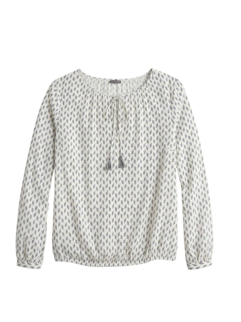 Elegant White Blouse with Black Pattern